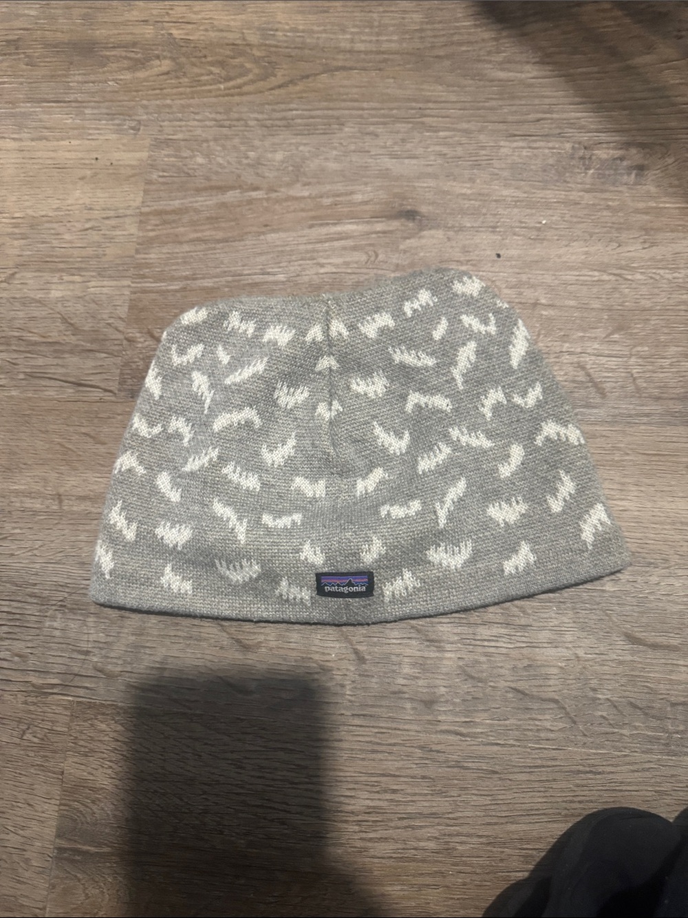 Patagonia Gray Beanie with White Motif